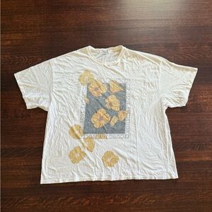 Free People Oversized Daydreamer Cream Graphic Tee